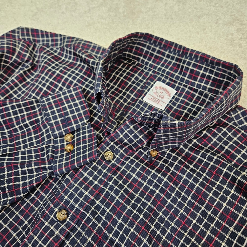 Brooks Brothers‎ Mens XL Preppy Button Down Plaid Long Sleeve Shirt Ivy League